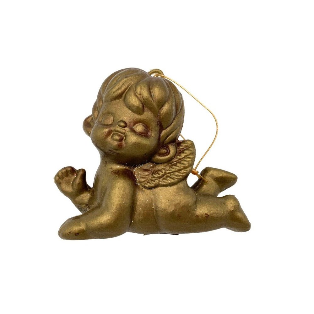 Holt Howard Angel Ornament Cherub Hh Gold Baby Wings Hong Kong Mcm Plastic Vtg